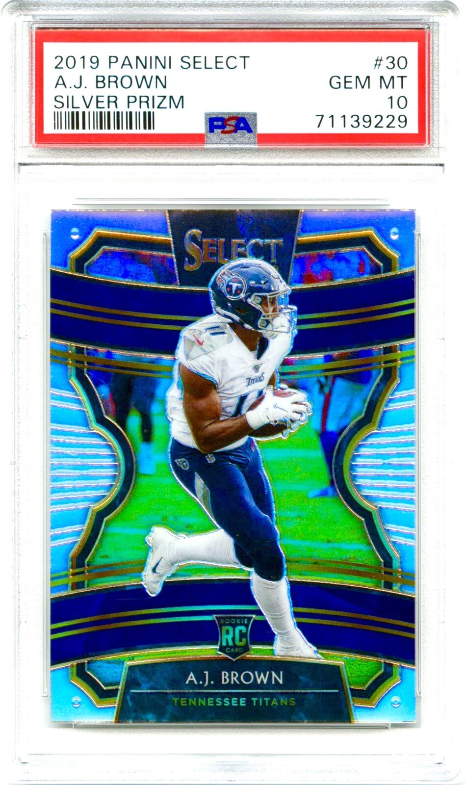 2019 AJ Brown Panini Select Silver Holo Prizm PSA 10 RC Eagles Pristine Gem #30 - Picture 3 of 4