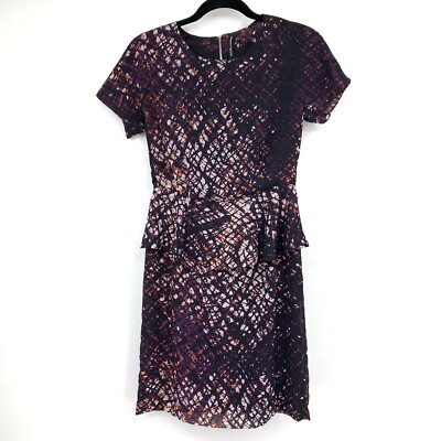 Walter Baker XS dress peplum exposed zipper abstract print office Casual