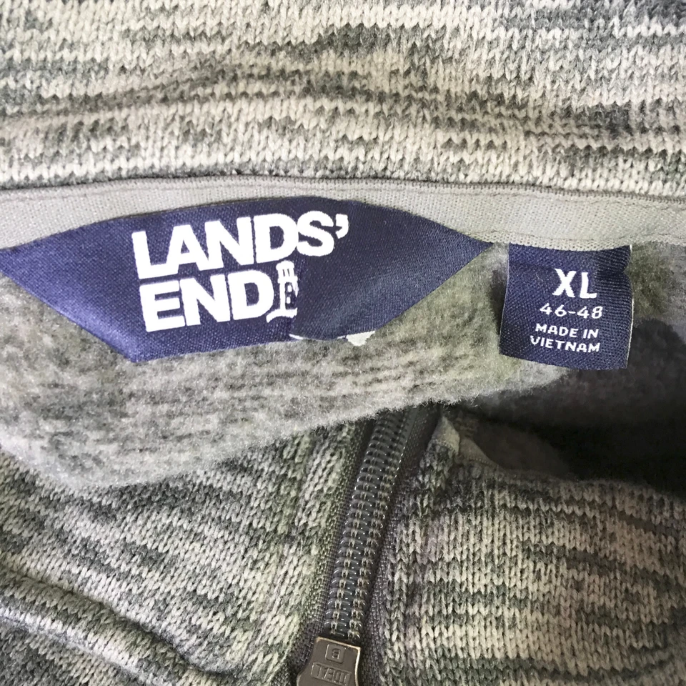 Lands End Mens XL Fleece Vest Heather Gray Full Zip Sleeveless - Image 3 of 4