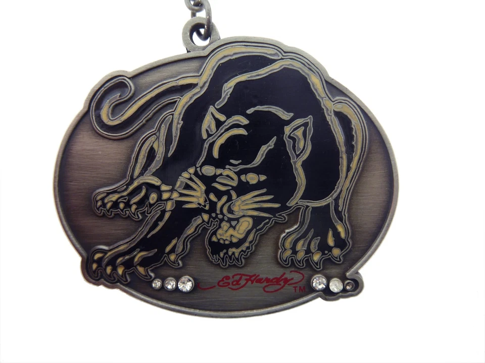 Original Pantera Negra Licencia Oficial Etiqueta Collar Colgante Ed Hardy Logo Foto 2 de 3