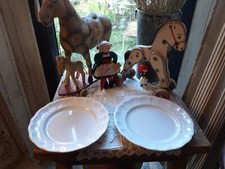 2 ANCIENNES ASSIETTES CHANTOURNEE BLANCHE LUNÉVILLE KG CHINA