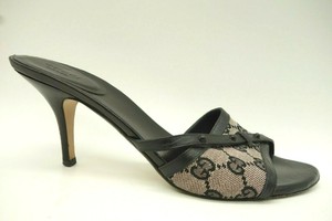 Gucci-Italy-Rose-Colored-Black-Logo-Open-Toe-Slide-Heels-Women-039-s-8-5-B