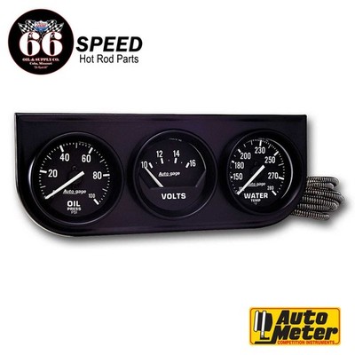 Auto Meter Autogage 2397 Black 3 Gauge Console - Oil Pressure, Water Temp, Volts