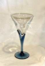 House Of Courvoisier Cognac Glass Martini Cocktail Bar Blue Stem Tulip CV Etched