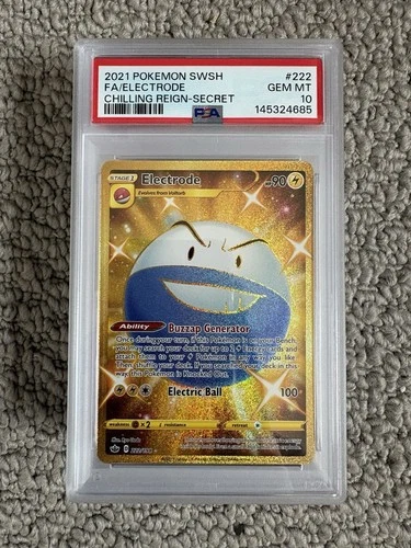 Electrode 222/198 Chilling Reign Gold Full Art PSA 10