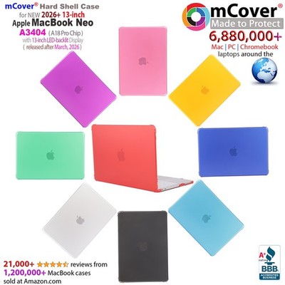 mCover  CASE for 2026+ 13'' Apple MacBook Neo Model A3404 Laptop w/ A18 Pro Chip