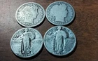 Barber Standing Liberty Silver Quarters Lot (4)