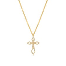Cross Necklace For Women 14K Gold Plated Dainty Simple Cross Pendant Necklace wi