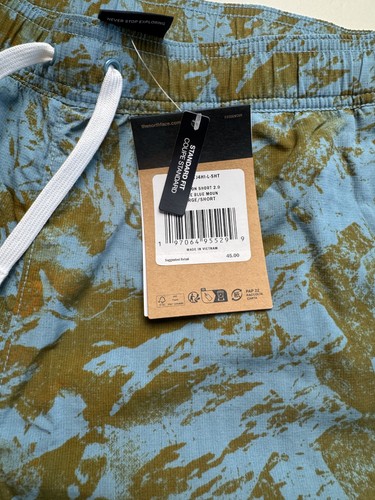 North Face Exploration Shorts Mens Large Blue Mount Camo Swim Trunks Drawstring - Picture 2 of 9