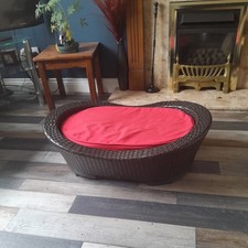 Strong Wicker Pet Bed With Removable Washable Mattress - Free UK Postage