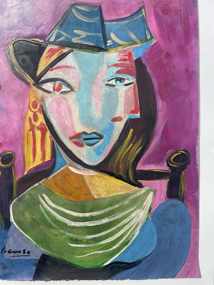 Picasso Pablo Arte Europeo Pintura Original Mujer Cubismo Niña Española D53 Foto 2 de 4