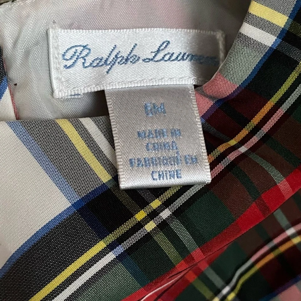 Ralph Lauren Bebé Vestido de Navidad a Cuadros con Lazo 6 Meses Foto 3 de 4