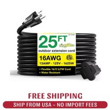 25 Ft. 16/3 Heavy Duty Extension Cord - Black