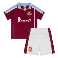 West Ham United FC Baby T-Shirt & Shorts Set Retro 2000 Home Kit - Official Foot