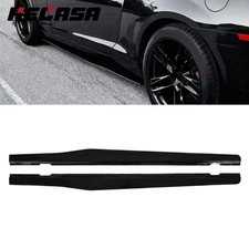 Side Skirts Extension For 2010-15 Chevy Camaro SS LS LT Gloss Black Rocker Panel