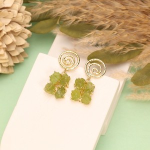 Authentic Peridot Rough Gold Plated Brass Dangle Drop Earrings Women Birthday Jewelry ER-4