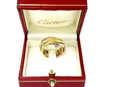 Cartier 18K Rose-Gelb & Weißgold Trinity Ring klassisches Modell Größe 54 mit Box 