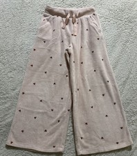 Cat & Jack Girls 5  Pink Heart Fleece Wide Leg Sweatpants