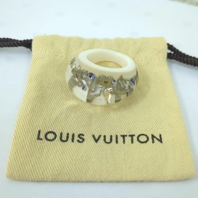 Louis Vuitton Berg Uncle John Acrylic Ring LK1029 White Silver US 7.5 to 7.75