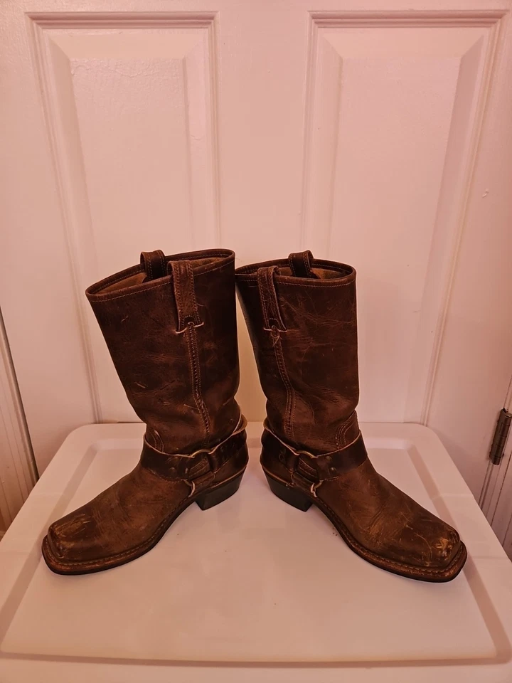 Botas Arnés Frye 12R 6.5 M Cuero Marrón Hechas en EE. UU. Envejecidas  Foto 3 de 4