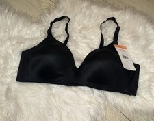 Warners 01056 No Side Effects Contour Bra Lined Wire Free Womens 34B Black New