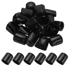 22mm ID Rubber End Caps, 35 PCS Rubber Caps High Temp Rubber Tips Screw, Black