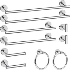 10-Piece Chrome Bathroom Hardware Set - 2 Pack Accessories, Wall Mounted