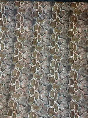 AD1 FABRIC Snake Imitation faux Leather fabric – white/silver, 58 wide, sold by yard