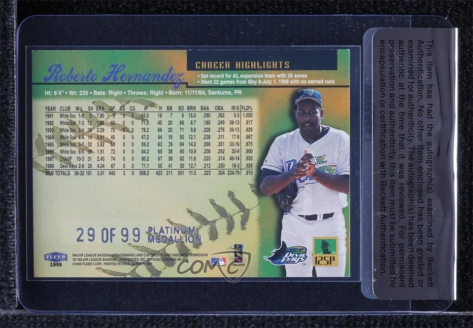 Medallón Fleer Ultra Platino BAS 1999/99 Roberto Hernández #125P Automático Foto 2 de 2