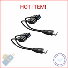 Eanetf USB 3.0 Female to Dual USB Male Splitter Cable, 2 Pack