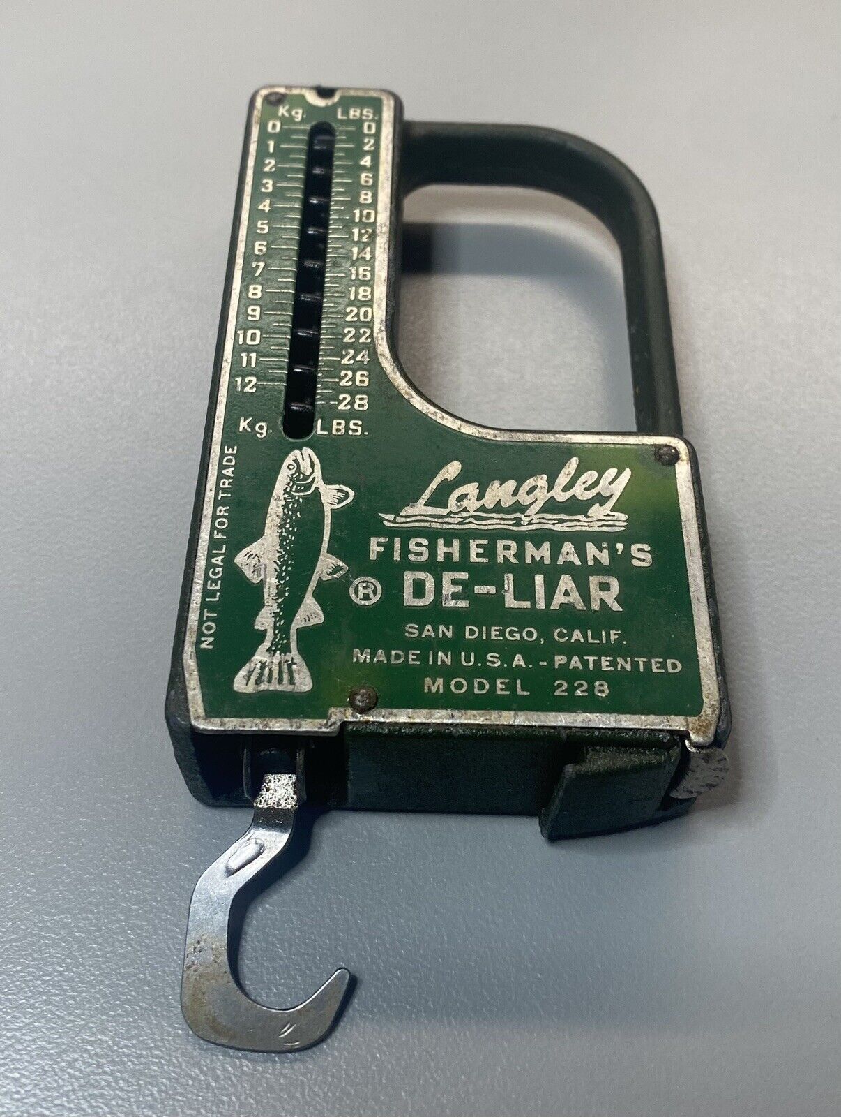 Langley Fishermans DE-LIAR Model 228 Portable Scale & Measuring Tape Vintage