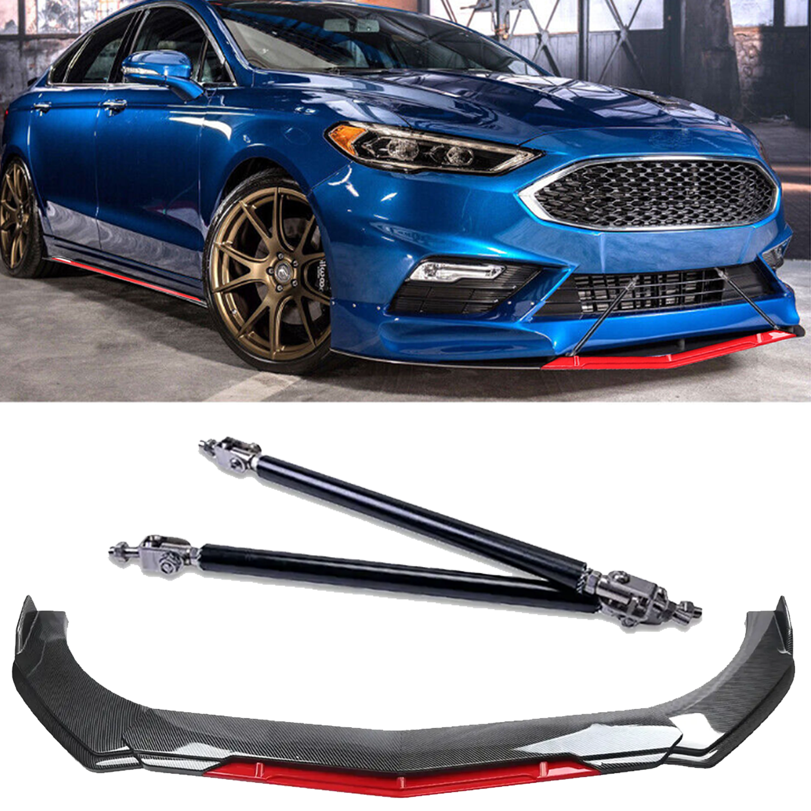 Carbon Fiber Front Bumper Lip Splitter Spoiler for Ford Fusion 2006-2023