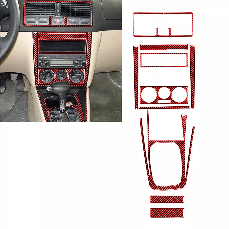 Kit de cubierta interior completo de fibra de carbono roja de 26 piezas para Volkswagen Golf 1999-04 Foto 3 de 4