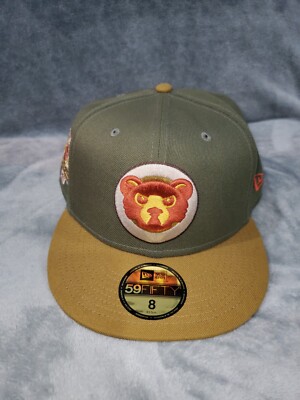NEW ERA 59 FIFTY CHICAGO CUBS HARVEST OLIVE GREEN KHAKI FITTED HAT SZ  MENS NEW