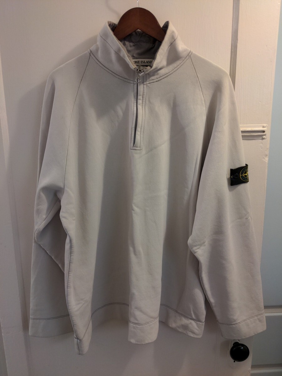 VTG Stone Island Silver White & Gray Sweatshirt Size XL