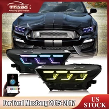 Headlights For Ford Mustang 2015 2016 2017 Projector Headlamps Xenon RGB LED DRL
