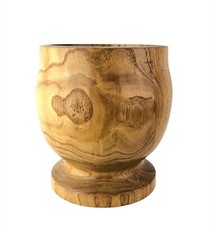 Single Piece Wood Turned Pedestal Bowl 7" Tall