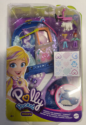 Polly Pocket Freezin' Fun Narwhal Compact 2 Micro Dolls & Accessories