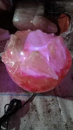 Himalayan USB Salt Lamp 6" Colour Changing Fire Bowl Natural Rock Chunks Bulb - Picture 9 of 12