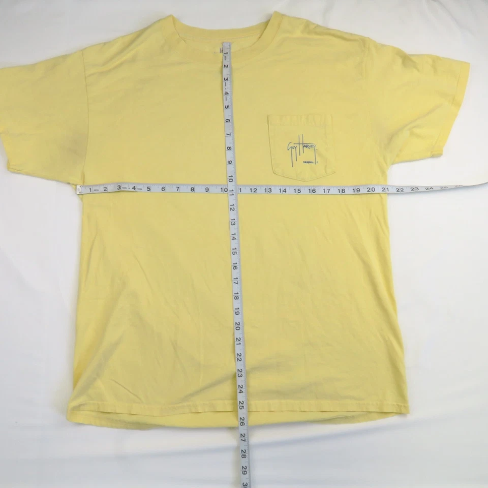 Vintage 2011 Guy Harvey Marlin Yellow Gold Pocket T-Shirt L Large Bluewater - Image 4 of 4