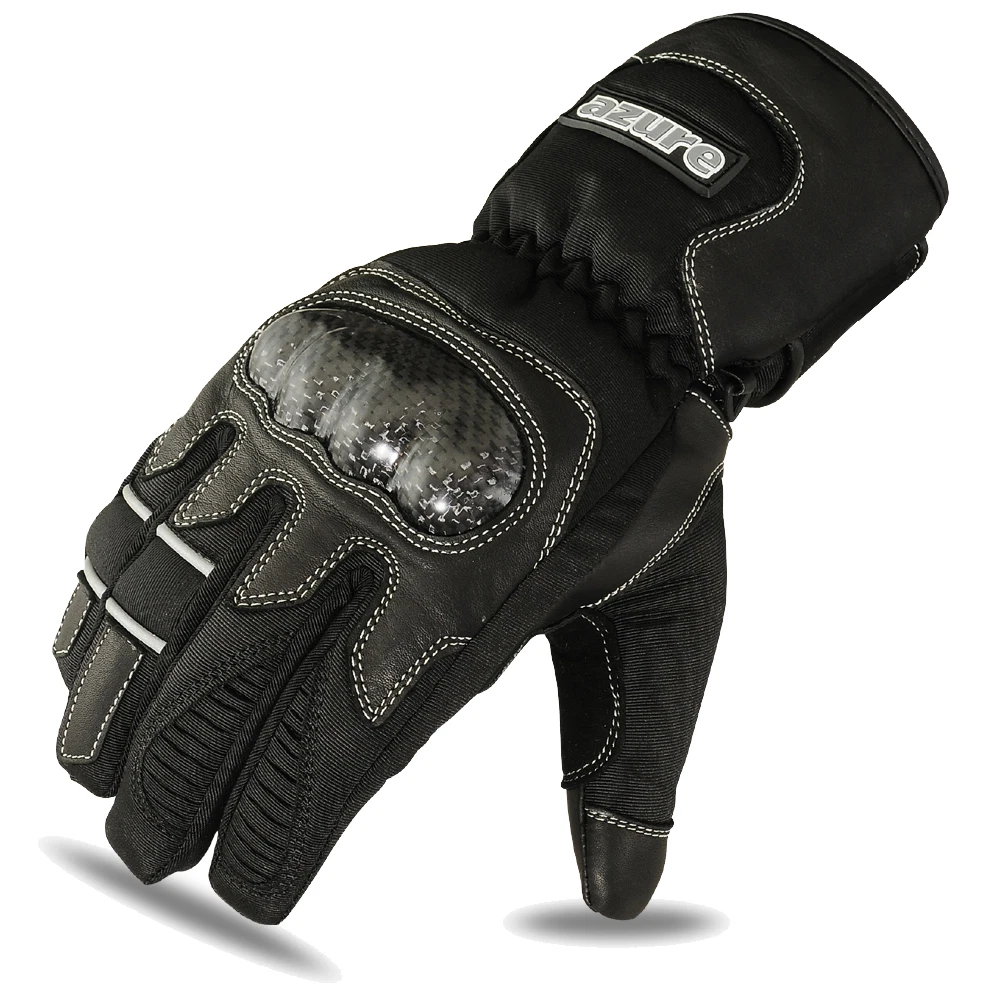 Motorcycle Winter Gloves Biker Black Cow Leather Motorbike Waterproof 1352 XL