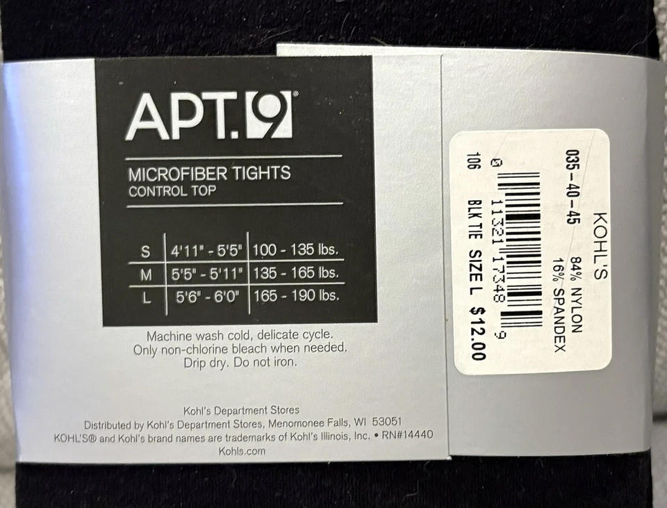 Medias superiores de control de microfibra Apt 9 L NEGRAS: 5’6”-6’ 165-190 libras • Lavar a máquina Foto 2 de 4