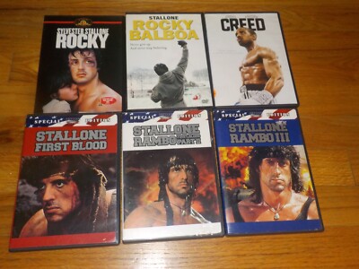 Sylvester Stallone DVD lot Rocky Balboa / First Blood / Rambo 1, 2 & 3/ Creed 