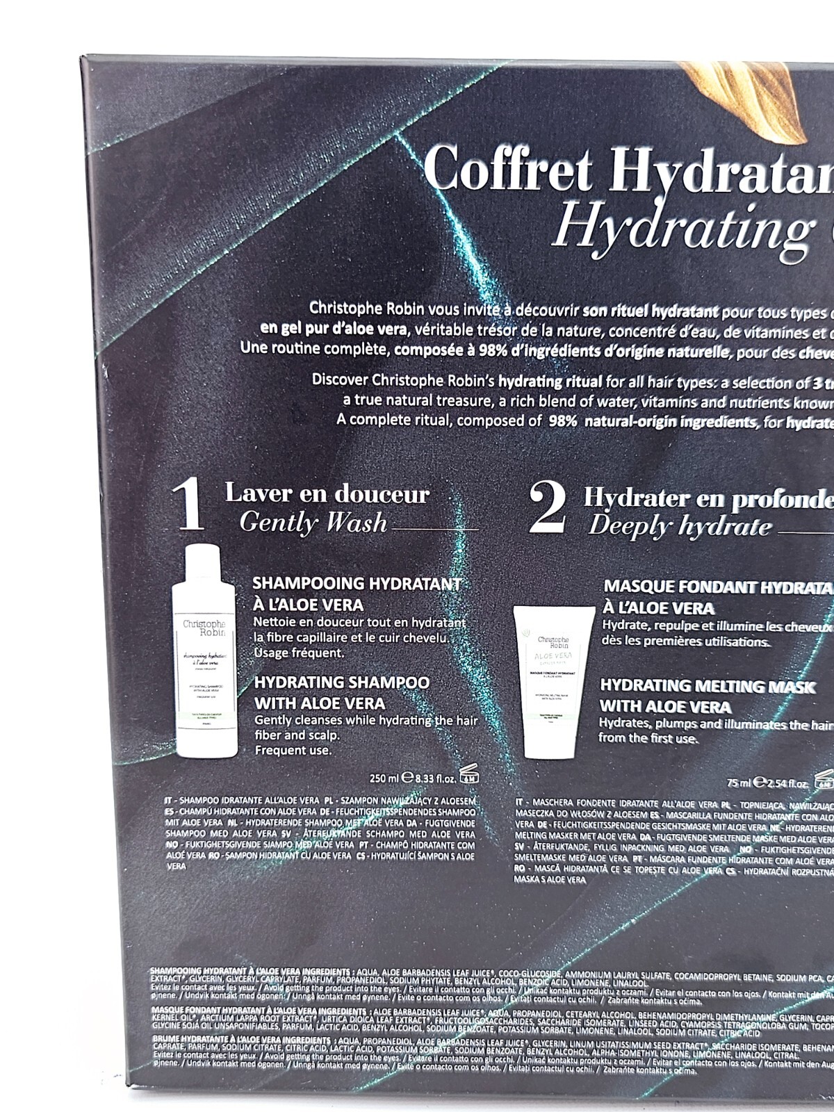 Christophe Robin Hydrating Shampoo Mask Leave In Mist Kit Aloe Vera 3Pc Gift Set