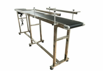 Top Grade 110V 120W 82.6''Long Double Guardrails Black PVC Conveyor System