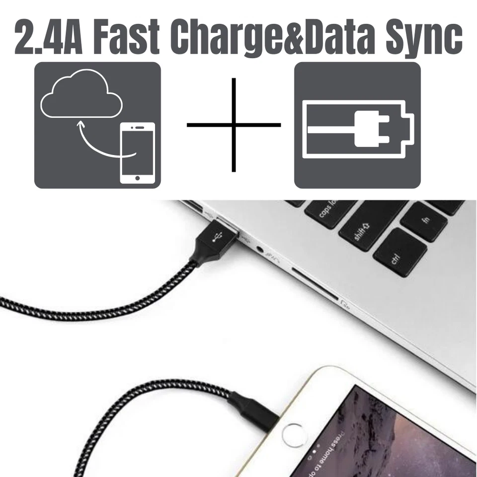 Paquete de 1-10 cable cargador sincronizado datos carga rápida USB tipo C trenzado 10 pies lote Foto 4 de 4