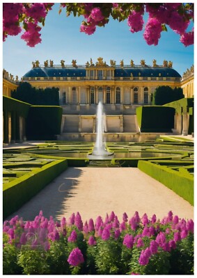 Frankreich Schloss Versailles Café Park Bild Kunst Poster Deko Wanddrucke A4