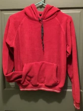 Horny Toad Women Red Drawstring Hooded Logo Raglan Long Sleeve Sweatshirt Size S