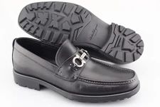 Men's SALVATORE FERRAGAMO 'David' Black Leather Loafers Size US 9 - D