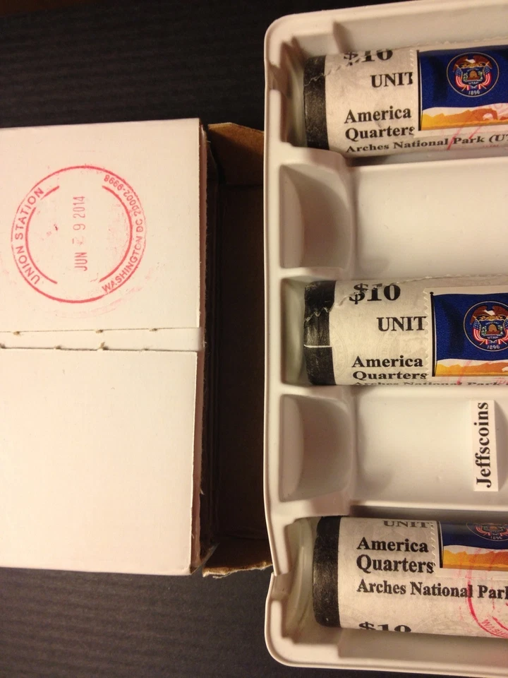 2014 P D S Arches National Park UT 1st Day Release Stamped 3US MINT QUARTER ROLL - Image 2 of 2